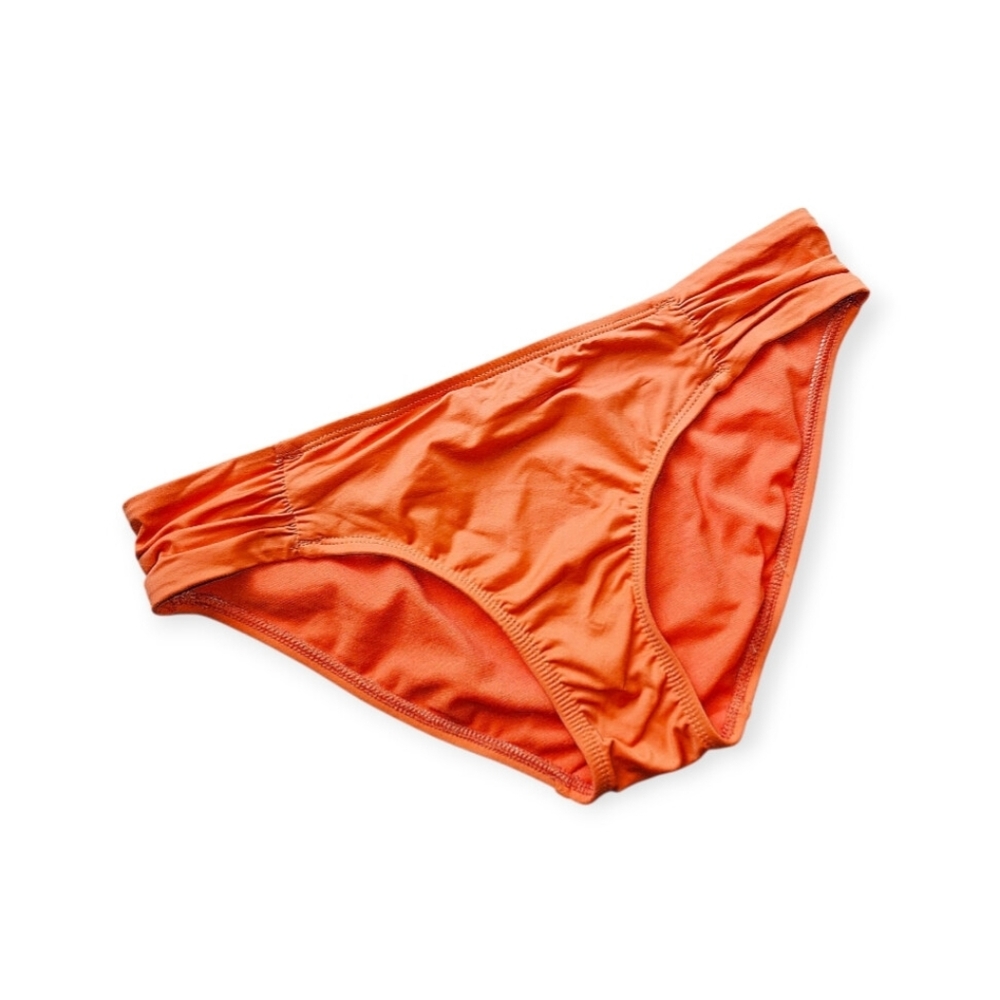 A New Approach Orange Ruched Sides Hipster Bikini Bottoms Womens Size 6